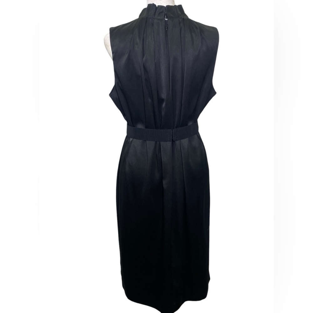Simply Vera Wang Sheath Dress Size L Black Ruffle Collar Pleated Belted Party - Picture 3 of 8